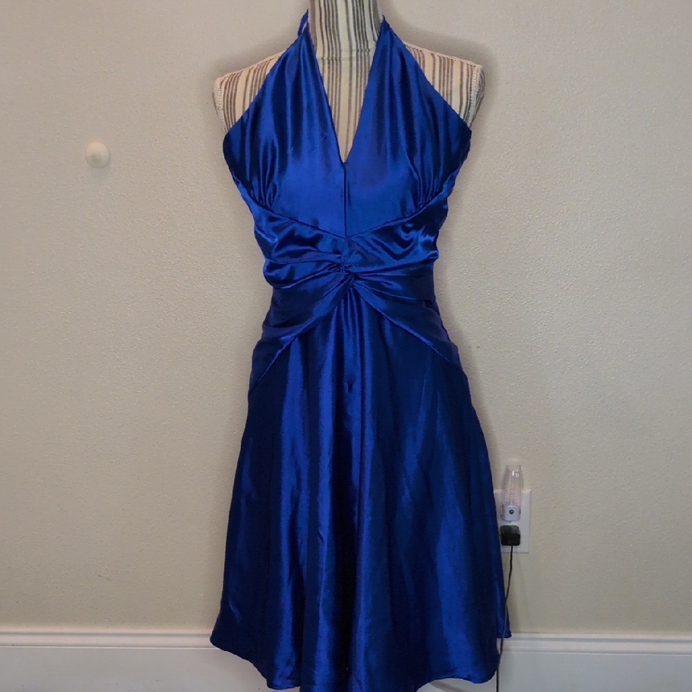 Jessica McClintock Blue Rouched Dress Size 6 - Vintage 90's Whimsigoth